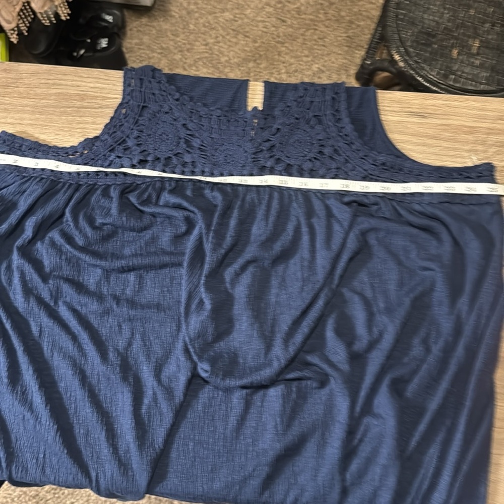 NWT Navy Blue Sleeveless Crochet Top plus size 2x summer vacation lightweight - Picture 9 of 10